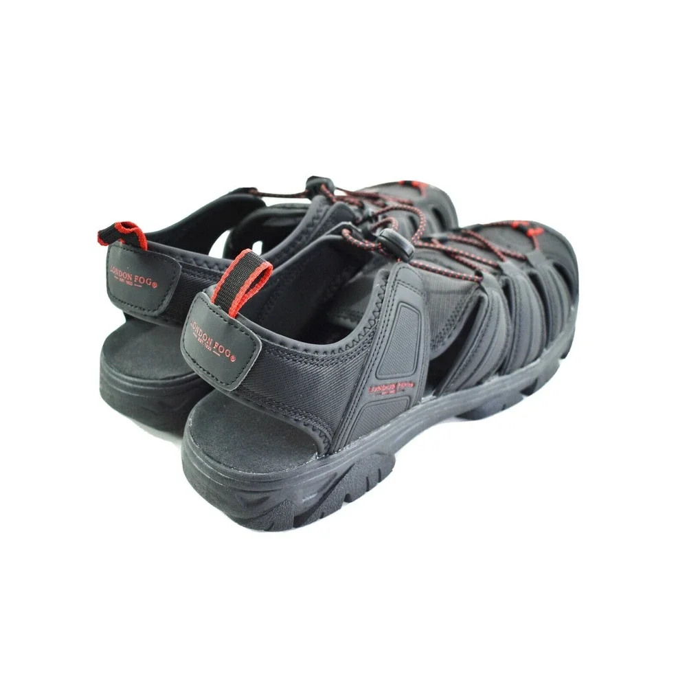 London Fog Dover Mens Black Red Fisherman Sport Sandals Size 11‎ M New
